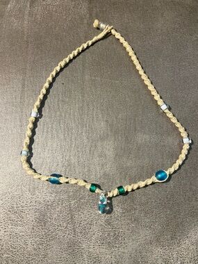 VTG 90s Hemp Necklace with mushroom bead